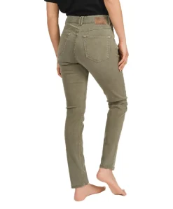Angels Jeans Skinny Button Authentic Cotton in Dark Khaki