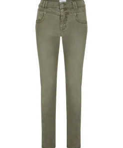 Angels Jeans Skinny Button Authentic Cotton in Dark Khaki