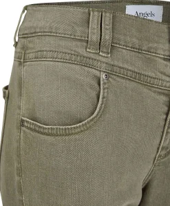 Angels Jeans Skinny Button Authentic Cotton in Dark Khaki