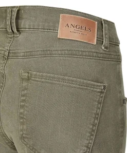 Angels Jeans Skinny Button Authentic Cotton in Dark Khaki