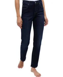 Angels Jeans Straight Fit Cici in dunkelblauem Used-Look