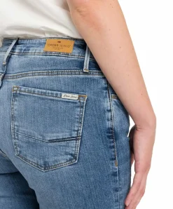 Cross Alan Skinny Jeans in mittelblau und hohem Bund