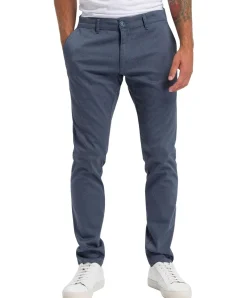 Cross Chino-Hose im Tapered Fit in blauer Struktur-Optik