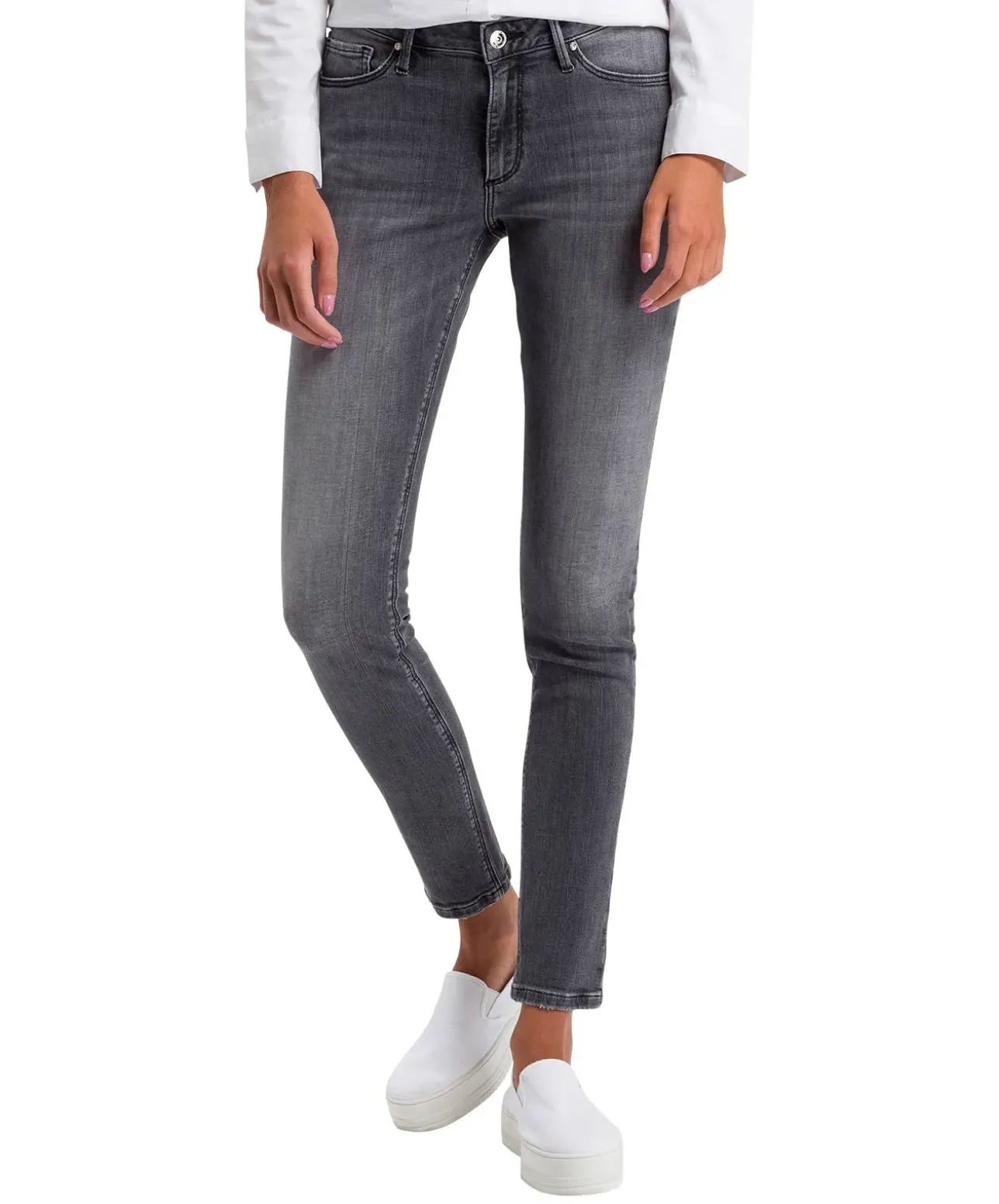 Cross Damen-Jeans Skinny Fit Alan in grauem Grey Used