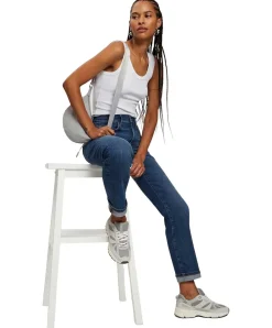 CROSS Emilia Jeans mit geradem Bein in mittelblau