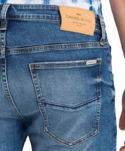 Cross Herren Jeans Slim Fit Damien in blue Used Optik