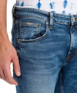 Cross Herren Jeans Slim Fit Damien in blue Used Optik
