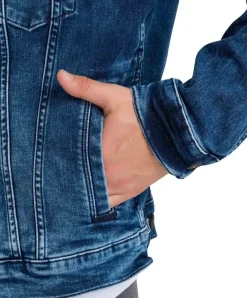 Cross Herren Jeansjacke Regular Fit in Mittelblau