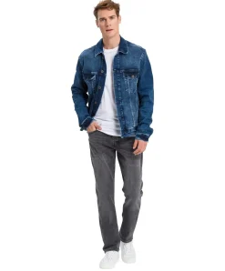 Cross Herren Jeansjacke Regular Fit in Mittelblau
