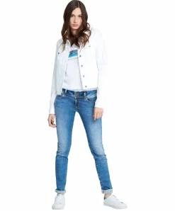 Cross Jeans Regular Fit Loie in blau mit Doppelknopf