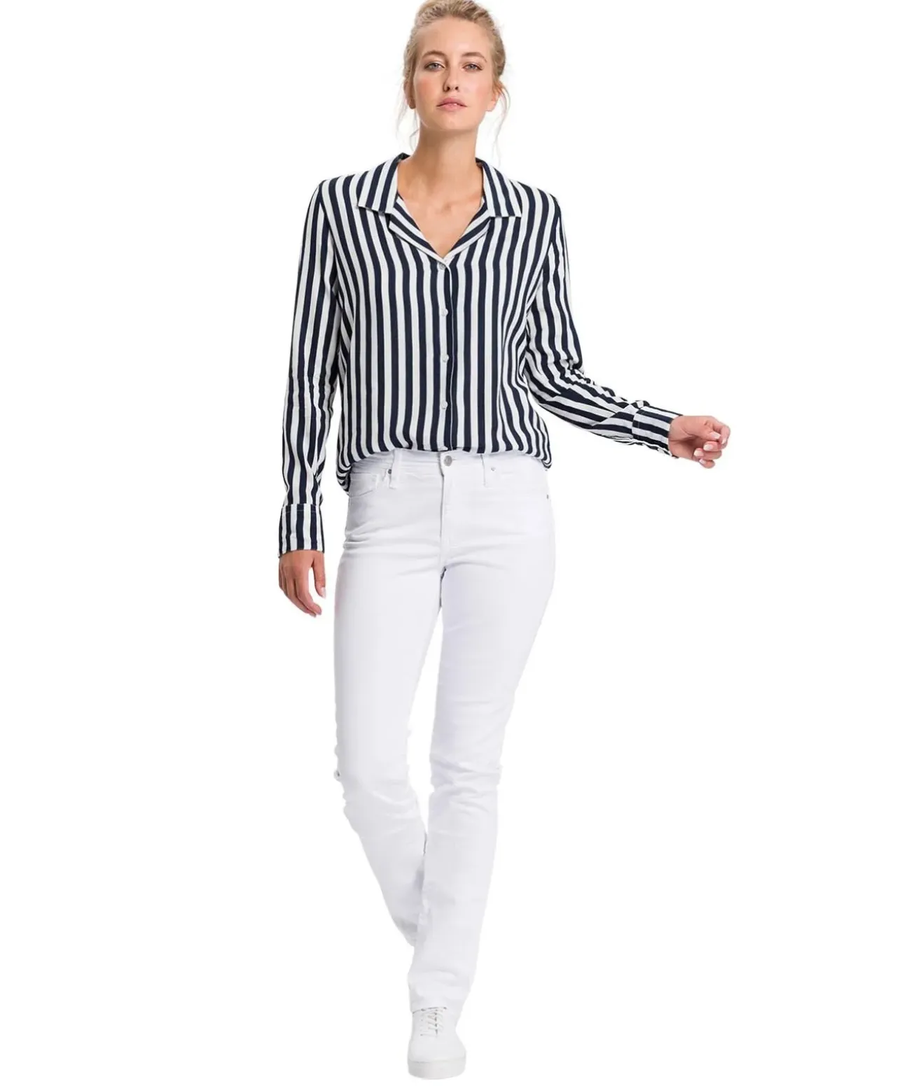Cross Jeans Slim Fit Anya mit High Waist in Weiß