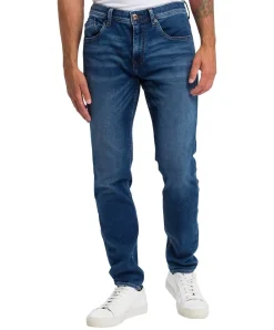 Cross Jeans Slim Fit Jimi aus mittelblauem Sweat Denim