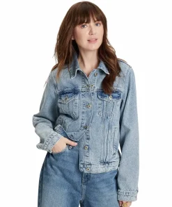 Cross Jeansjacke in Hellblau mit recycelter Baumwolle