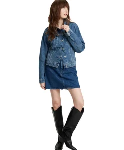 Cross Jeansjacke in Mittelblau mit recycelter Baumwolle
