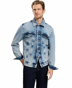 CROSS Jeansjacke mit Regular Fit in hellblauer Waschung