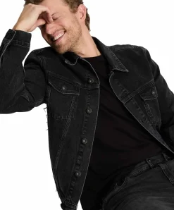 CROSS Jeansjacke mit Regular Fit in schwarzer-Waschung