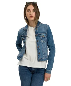 Cross Jeansjacke Slim Fit in Mittelblau