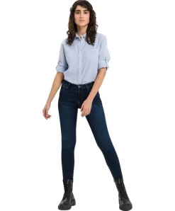 Cross Skinny Jeans Alan in Deep Blue mit hohem Bund