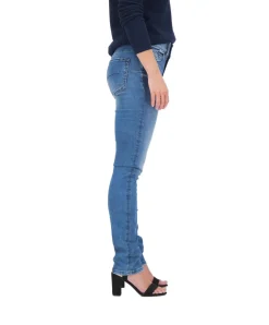 Garcia Damen Jeans Curved Caro in mittelblauem Used