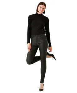 Garcia Damen Jeans Superslim Celia aus schwarzem Coated-Denim