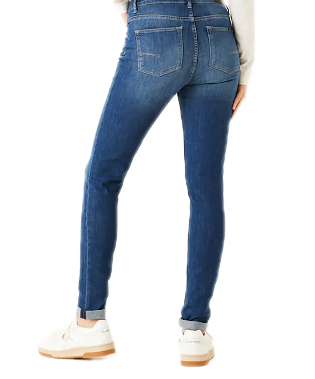 Garcia Jeans Slim Fit Celia 244 in mittelblauem Used-Look