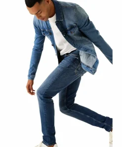 Garcia Jeans Slim Fit Fermo 650 im mittelblauem Used
