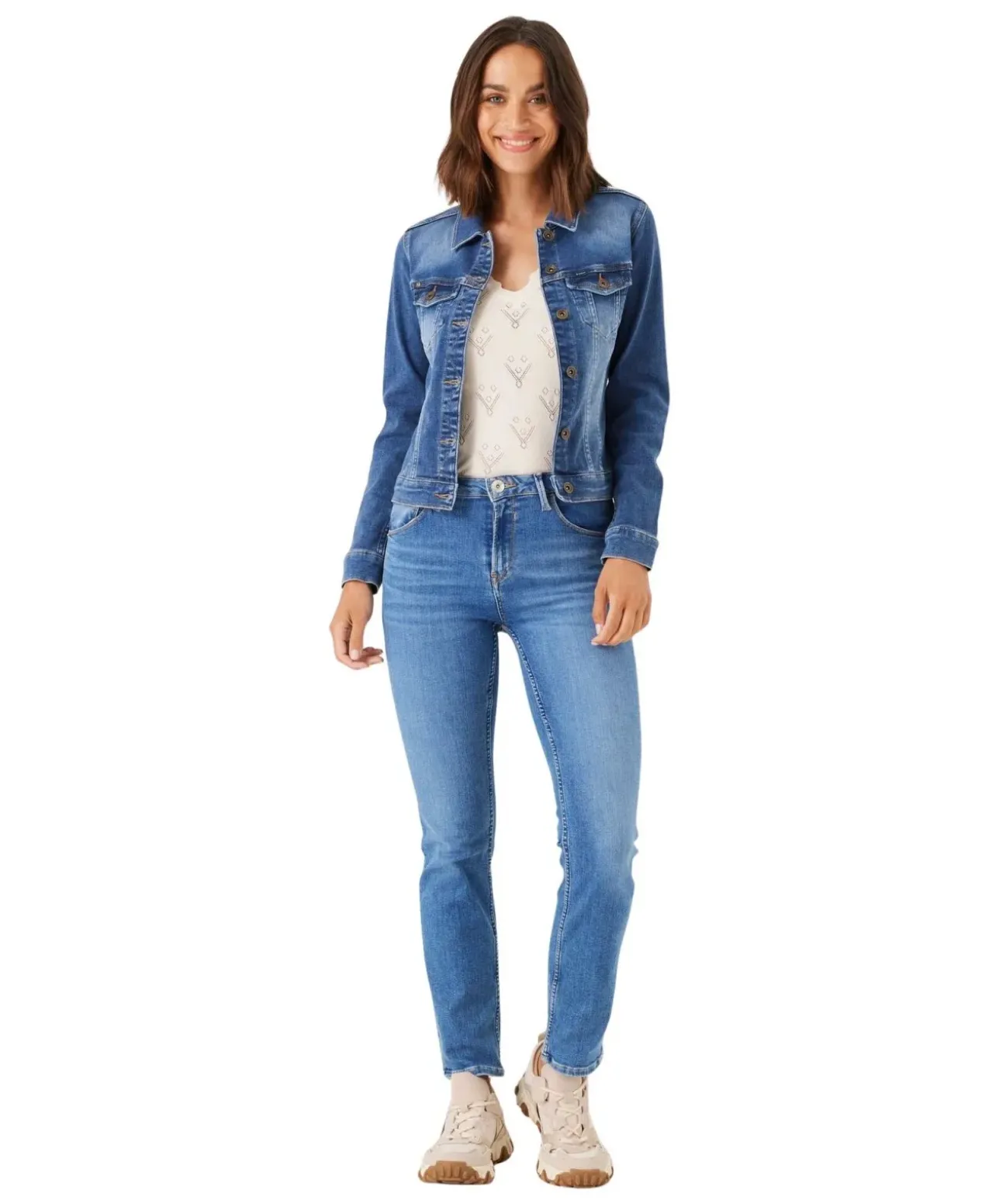 Garcia Slim Fit Jeansjacke Sofia in mittelblauer Waschung