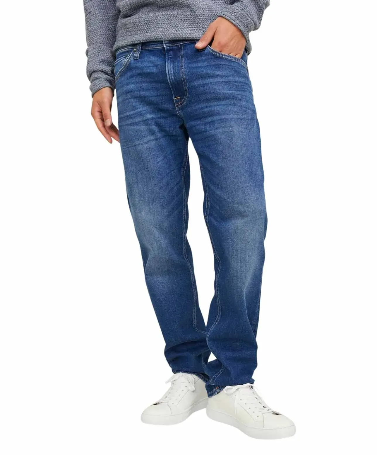 Jack & Jones Clark Regular Jeans in blauer Used-Waschung