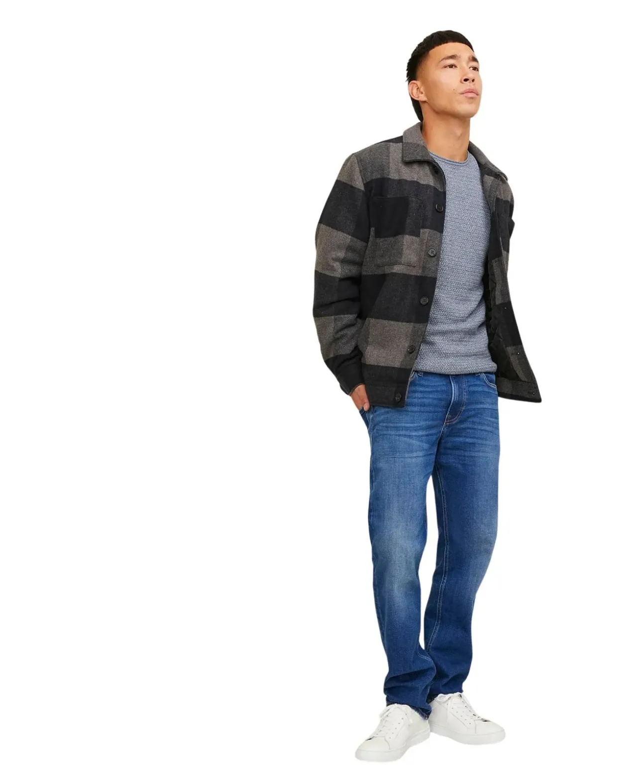 Jack & Jones Clark Regular Jeans in blauer Used-Waschung