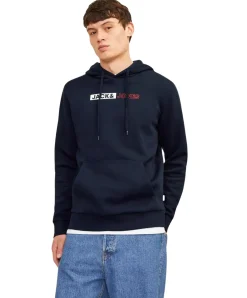 Jack & Jones Hoodie in Dunkelblau mit Logo Print
