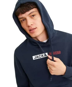 Jack & Jones Hoodie in Dunkelblau mit Logo Print