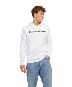 Jack & Jones Hoodie mit Logo in weiß aus Sweatstoff