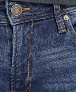 Jack & Jones Jeans Skinny Fit Liam in mittelblauem Used-Look