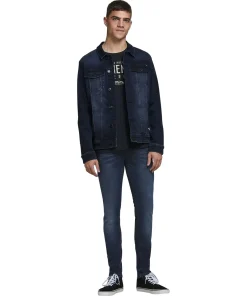 Jack & Jones Jeans Skinny Fit Liam in blau mit Crinkeln