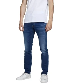 Jack & Jones Jeans Slim Fit Glenn aus mittelblauem Sweat-Stoff