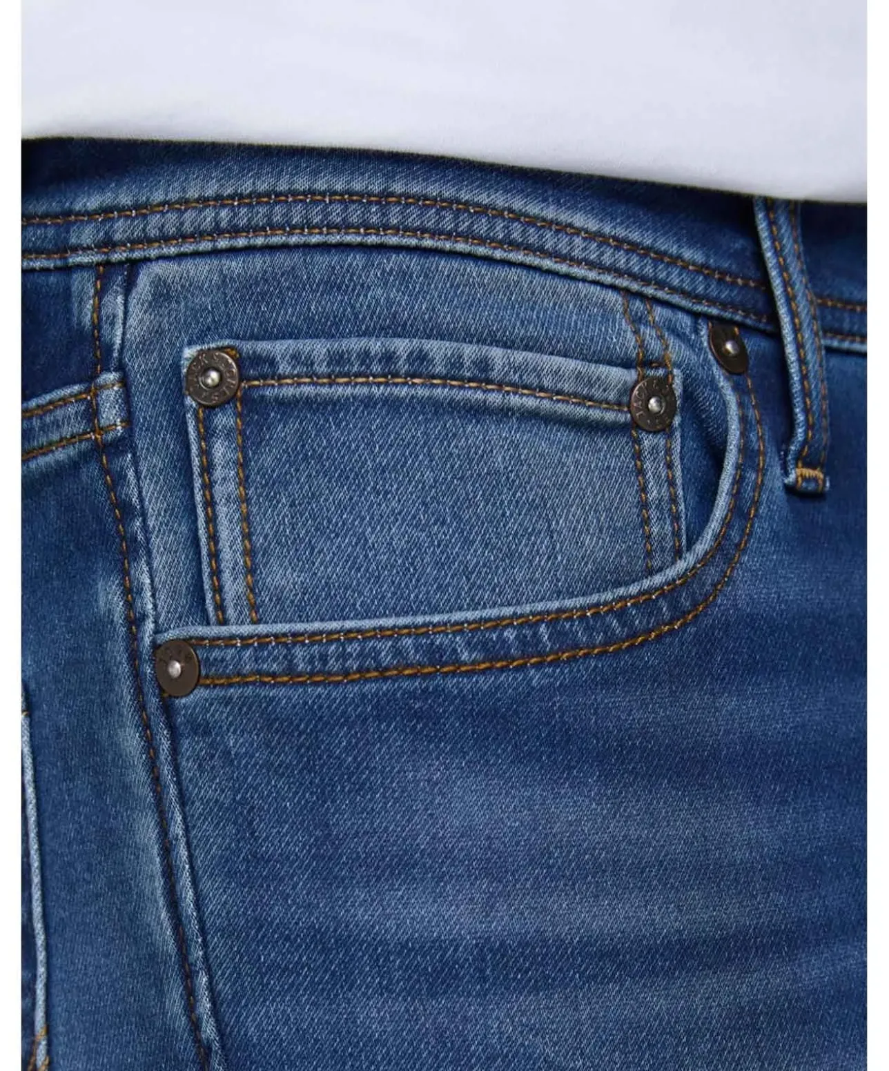 Jack & Jones Jeans Slim Fit Glenn aus mittelblauem Sweat-Stoff