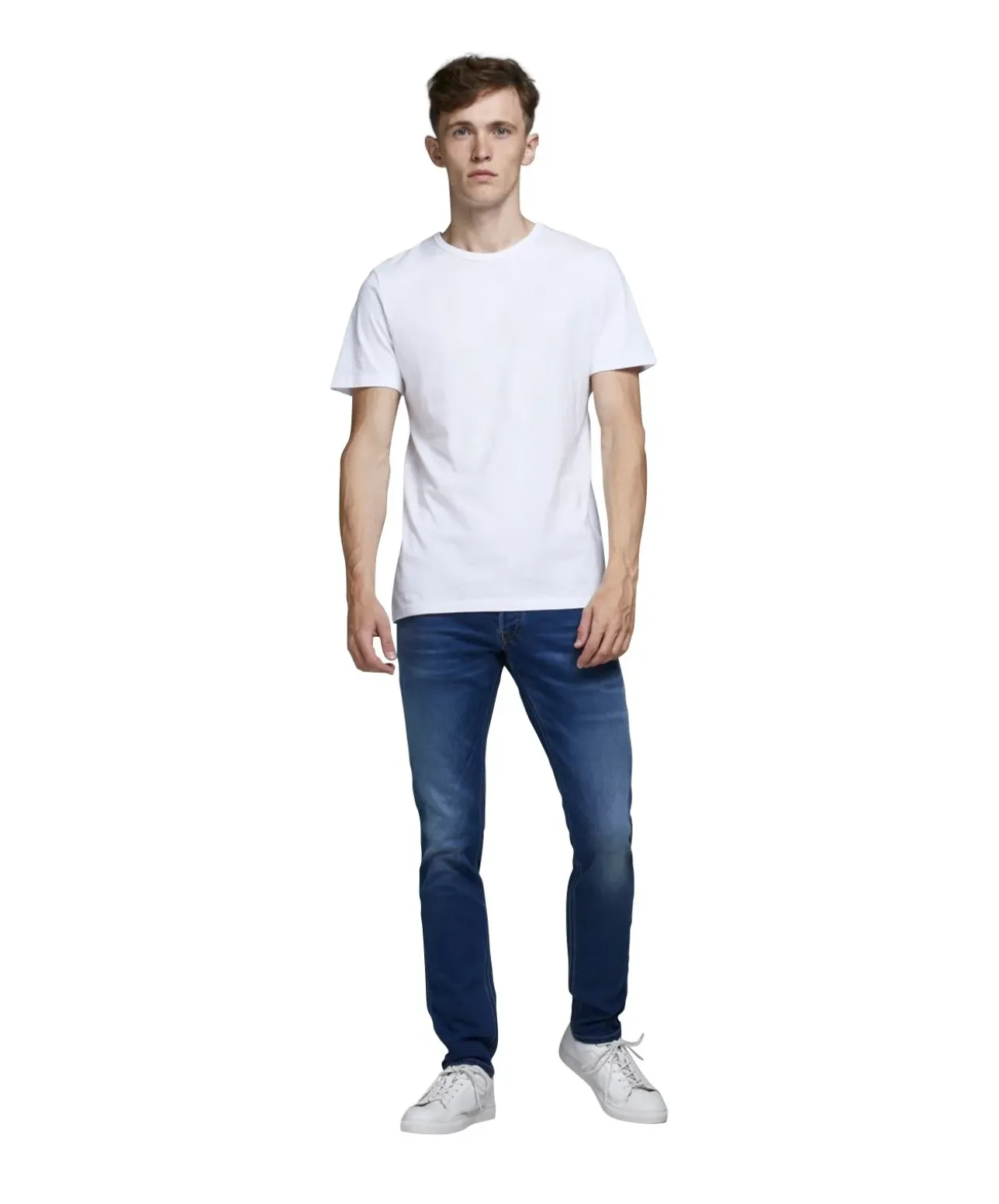 Jack & Jones Jeans Slim Fit Glenn aus mittelblauem Sweat-Stoff