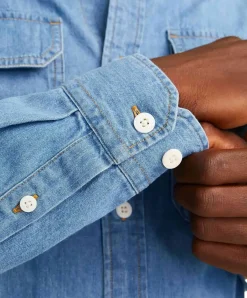 Jack & Jones Jeanshemd Travis in Hellblau mit Langarm