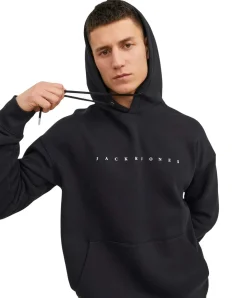 Jack & Jones Kapuzenpullover Star mit Kordeln in Schwarz