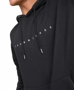 Jack & Jones Kapuzenpullover Star mit Kordeln in Schwarz