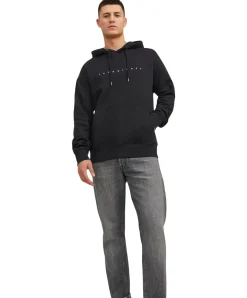 Jack & Jones Kapuzenpullover Star mit Kordeln in Schwarz