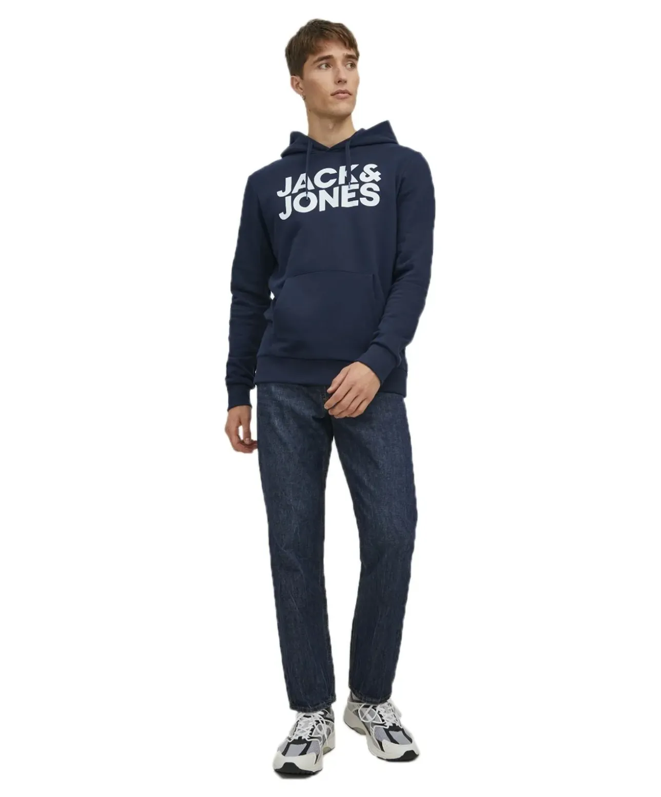 Jack & Jones Kapuzensweatshirt mit Logo-Brustprint in Dunkelblau
