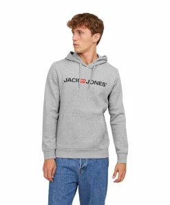 Jack & Jones Logo Sweatshirt mit Kapuze in Light Grey