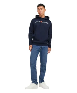 Jack & Jones Logo Sweatshirt mit Kapuze in Navy Blazer