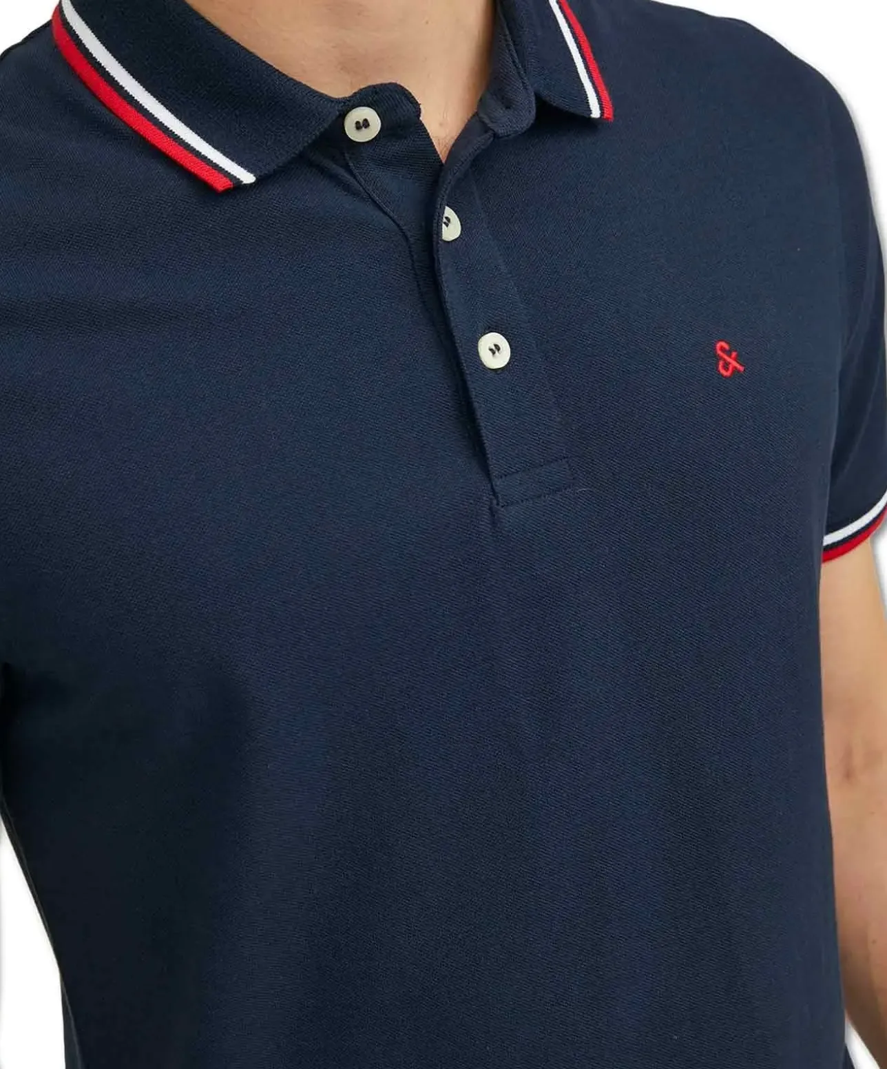 Jack & Jones Poloshirt Epaulos in blau mit Stickerei