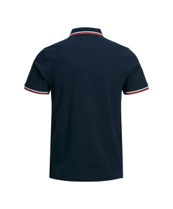 Jack & Jones Poloshirt Epaulos in blau mit Stickerei