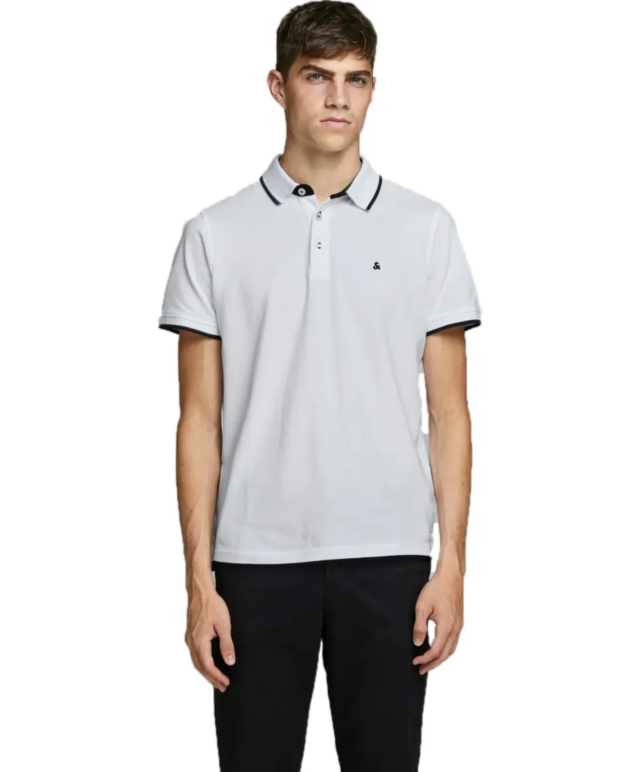 Jack & Jones Poloshirt Epaulos in weiß in Piqué-Qualität