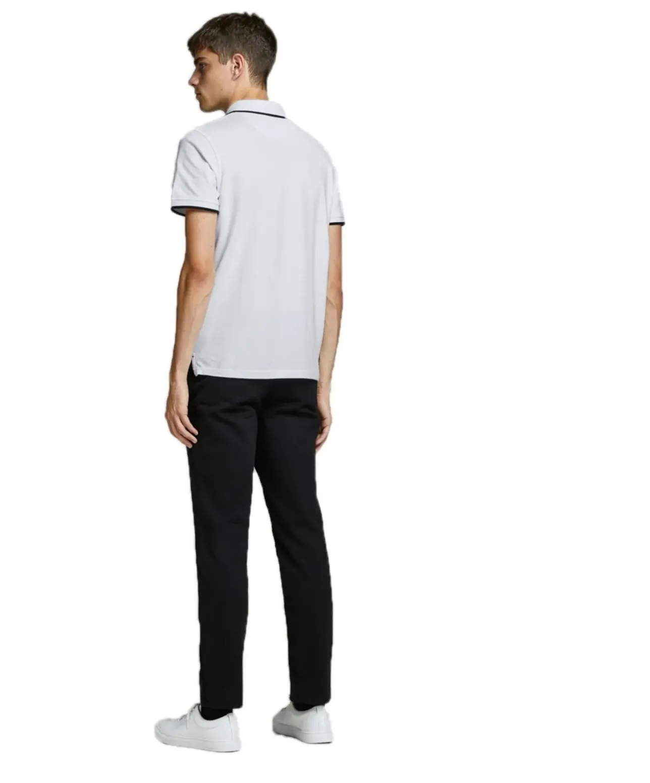 Jack & Jones Poloshirt Epaulos in weiß in Piqué-Qualität