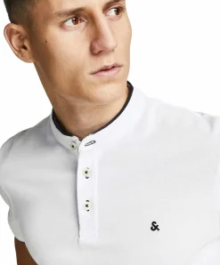 Jack & Jones Poloshirt Paulos mit Mao Kragen in Weiß