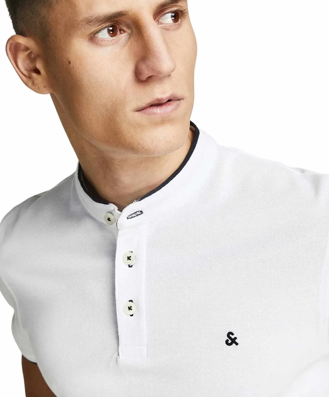 Jack & Jones Poloshirt Paulos mit Mao Kragen in Weiß
